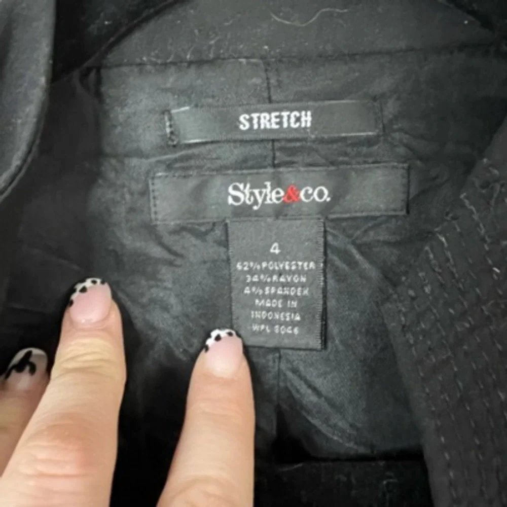 Style&co. Womens Blazer Jacket Black Single Button‎ Slash Pockets V Neck 4